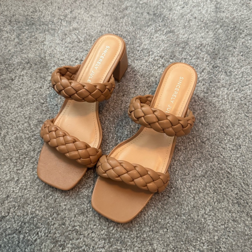 ‼️SOLD‼️ Sincerely Jules Tan Sandals / Heels with Braided Design
